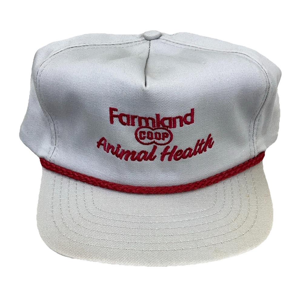 Vintage Farmland Co-op Trucker Hat Cap Made In USA 80s 90s‎ Rope Farm Strapback